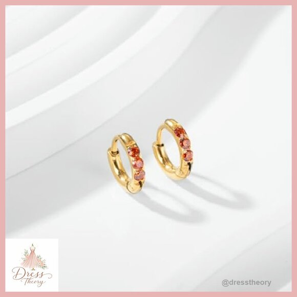 Surgical Steel Cubic Zirconia Huggie Hoop Earrings 6mm-12mm Hypoallergenic - Picture 3 of 7